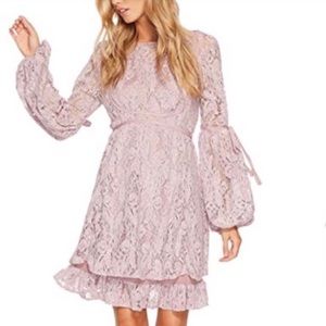 FREE PEOPLE Dusty Purple Long Sleeve Lace Dress